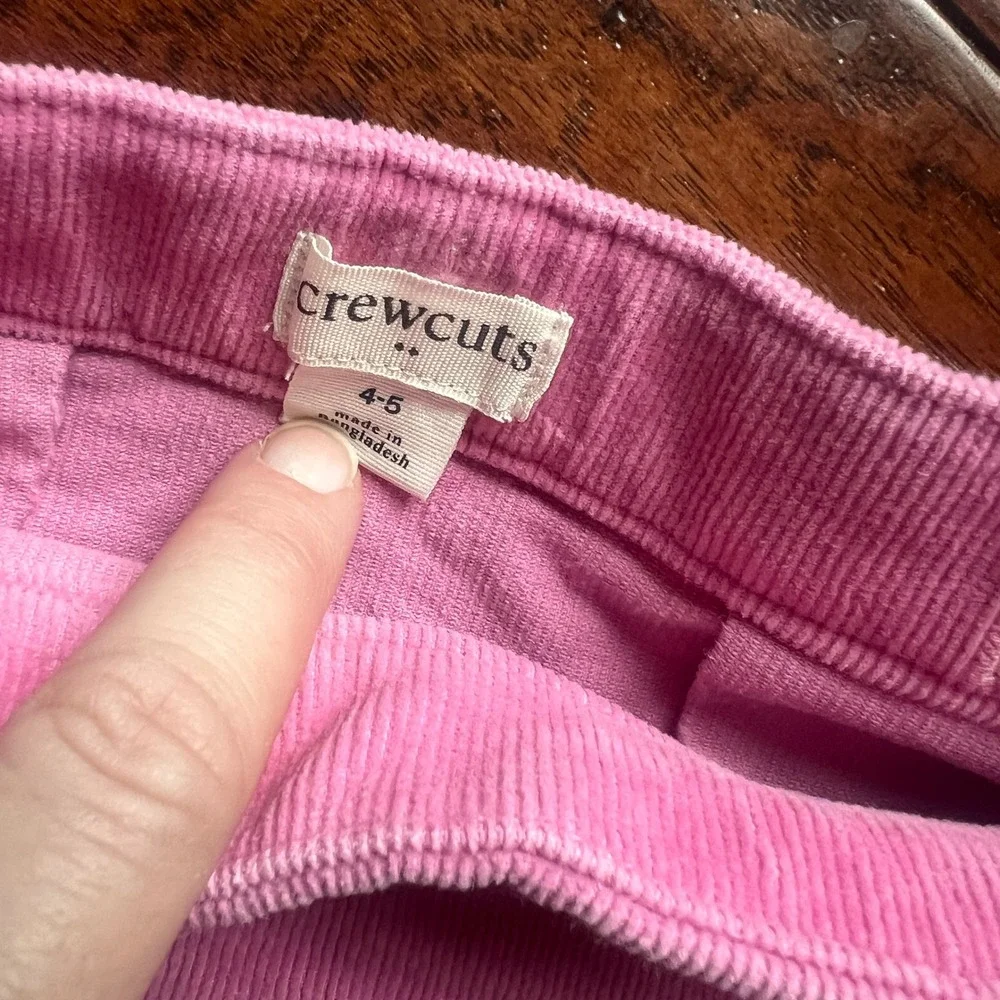 Crewcuts Girls 4-5 Pink Corduroy Skirt Pleated Adjustable Waist Fall Preppy‎